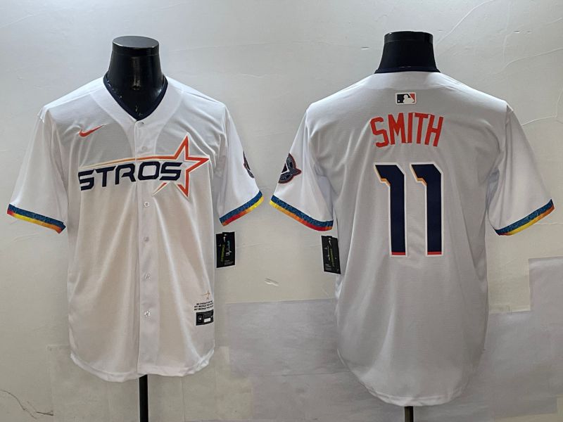 Men Houston Astros #11 Smith White Fourth generation Joint Name 2025 Nike MLB Jersey style 8